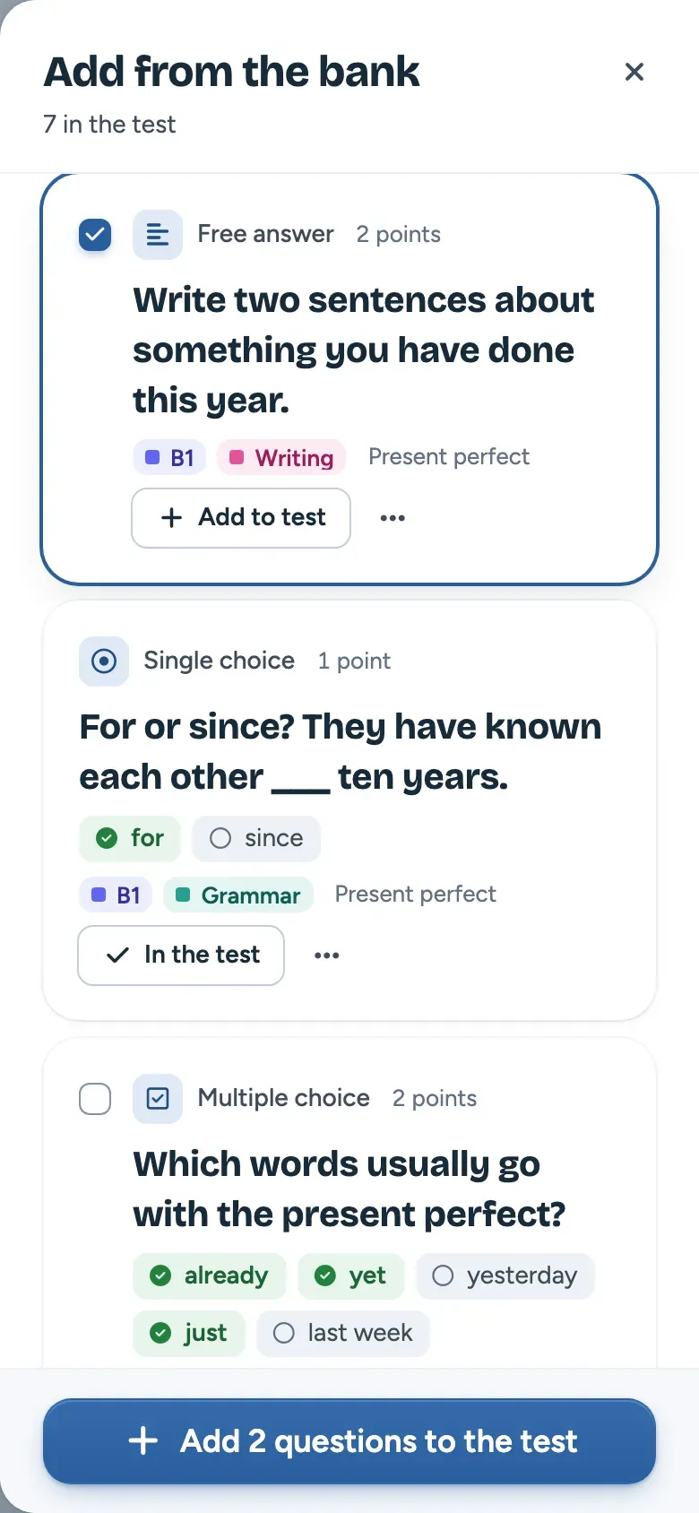 The question bank on a teacher’s phone